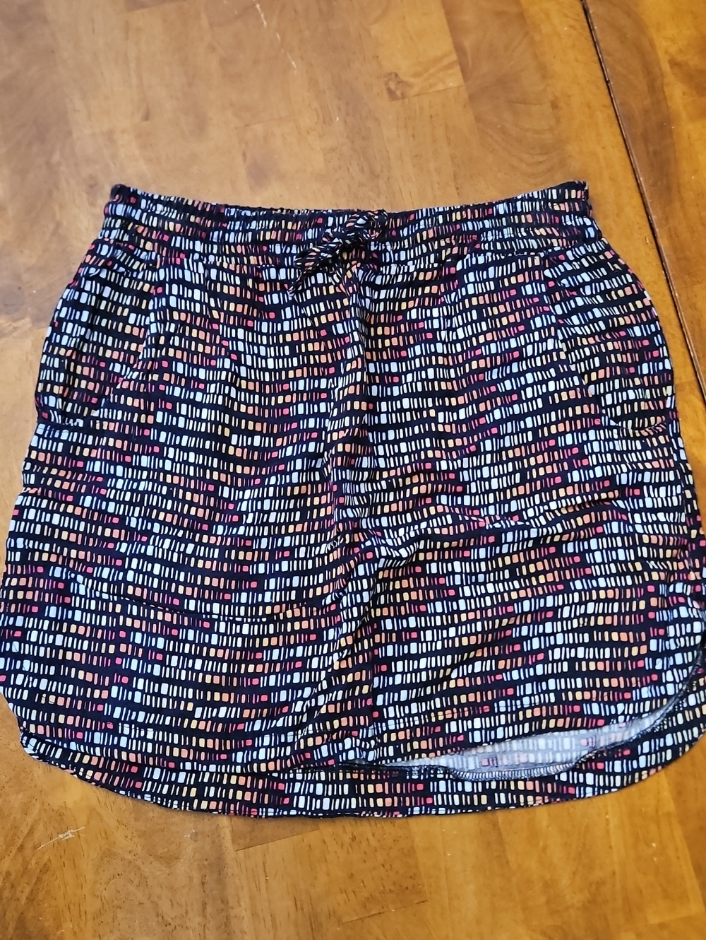 Merona Women’s Black Printed Drawstring Skirt/ Elastic Waistband/ Pockets/XS